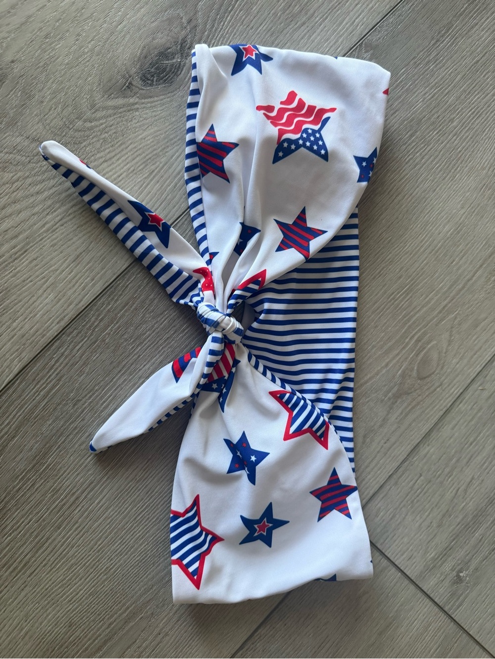 Zaful White Red Blue Star & Stripe Bandeau Bikini Top